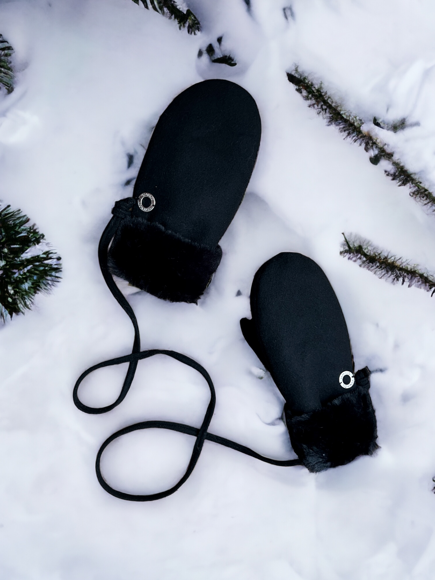 Black Cashmere Wool Mittens