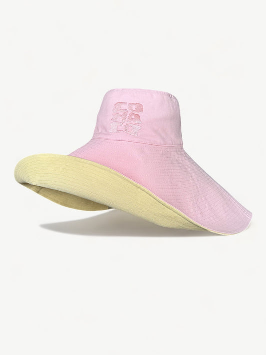 Wide Reversible Bucket Hat Pink/Yellow